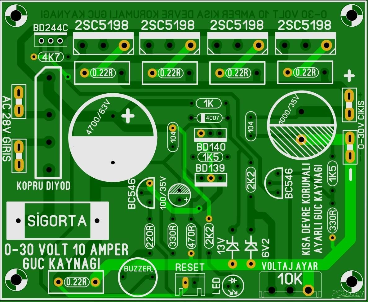 ADJUSTABLE POWER SUPPLY SHORT CIRCUIT PROTECTION Share Project PCBWay