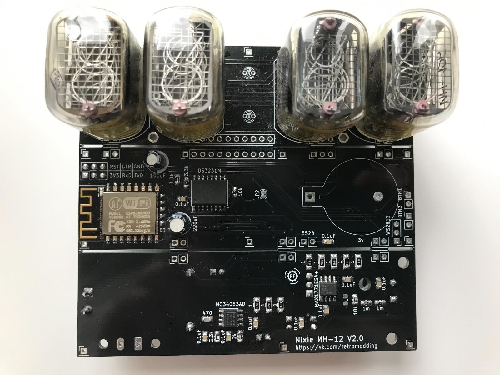 Nixie Clock IN12 & ESP12(ESP8266) WiFi v2 Share Project PCBWay