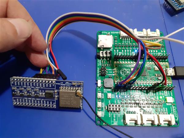 RA-02 Breakout Module, connected to Maker Pi Pico